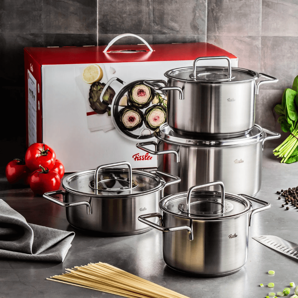 Bộ nồi Fissler Pure Collection 5 món vung kính kèm chảo made in Germany