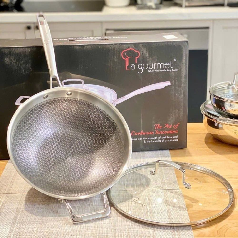 Chảo sâu lòng tổ ong Galactic La gourmet 20/24/28cm có nắp