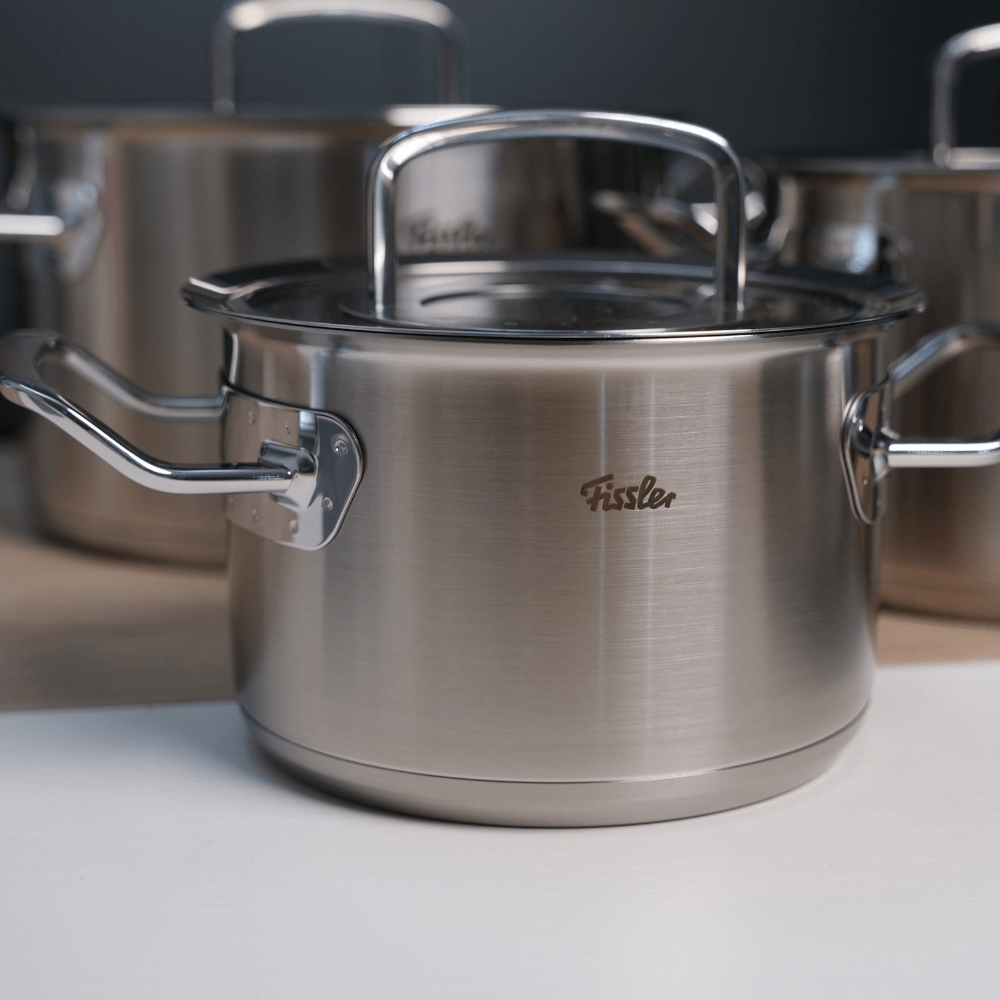 Bộ nồi Fissler Profi set 4 món vung kính kèm chảo Fissler Profi tổ ong 24/28cm made in Germany
