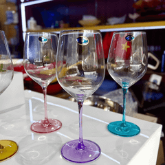 Set 6 ly vang Uria màu chân 480ml Crystal Bohemia