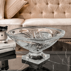 Mâm bồng chân đế vuông M56 34cm Crystal Bohemia