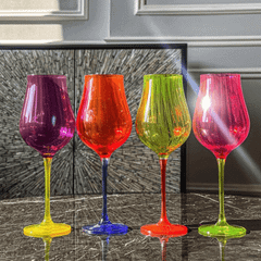Set 4 ly vang Limosa màu 400ml Crystal Bohemia