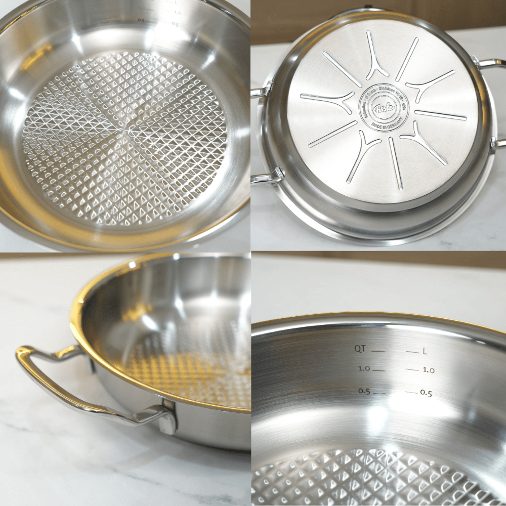 Bộ nồi Fissler Profi 6 món kèm quánh và chảo inox Profi 2 quai made in Germany