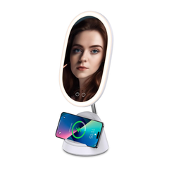 Gương trang điểm cảm ứng tích hợp đèn LED kèm sạc không dây WILIT QU10AM cao cấp