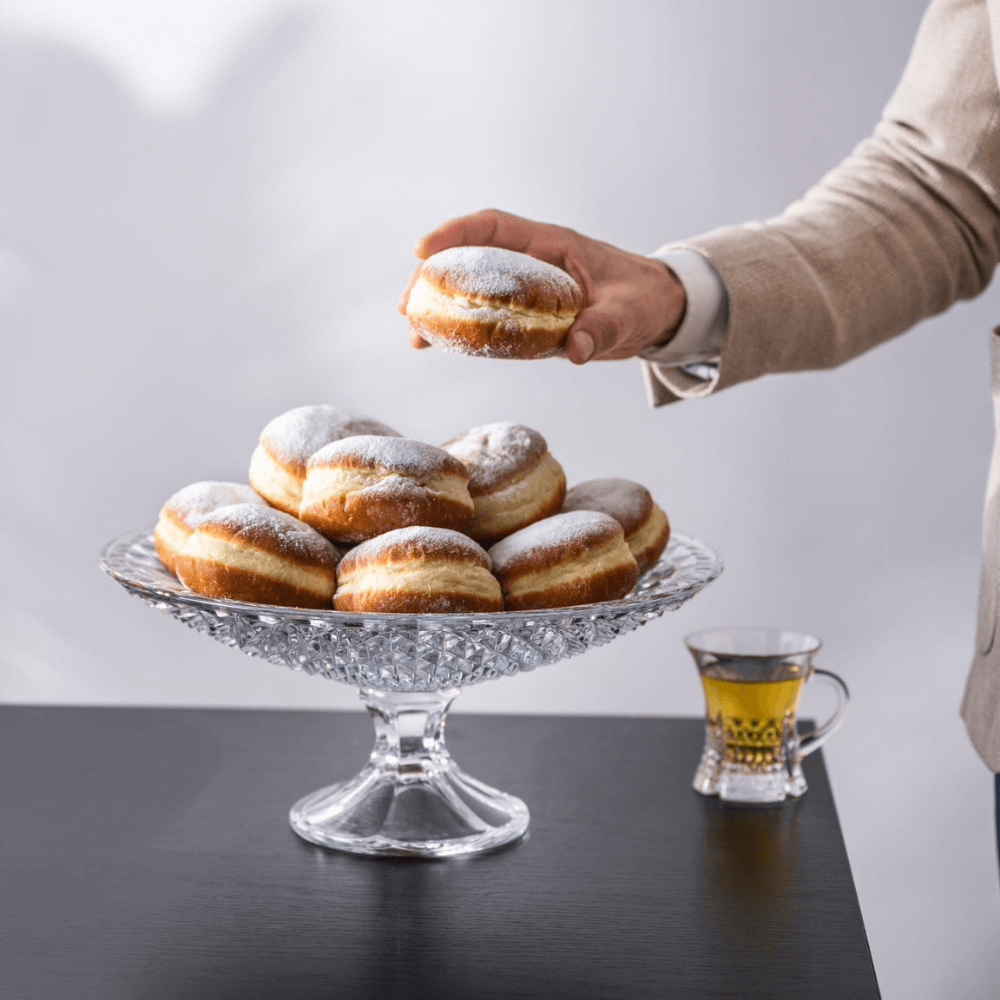 Chân bồng có nắp Rogaska Diamond trắng 35cm