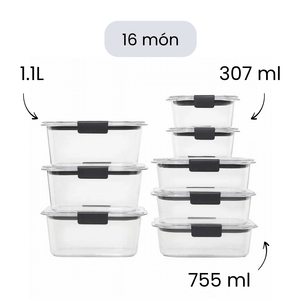 Sét hộp Tritan Rubbermaid Brilliance 10-24 món made in USA