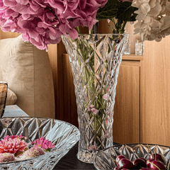 Lọ hoa Memphis trắng 30.5cm Crystal Bohemia