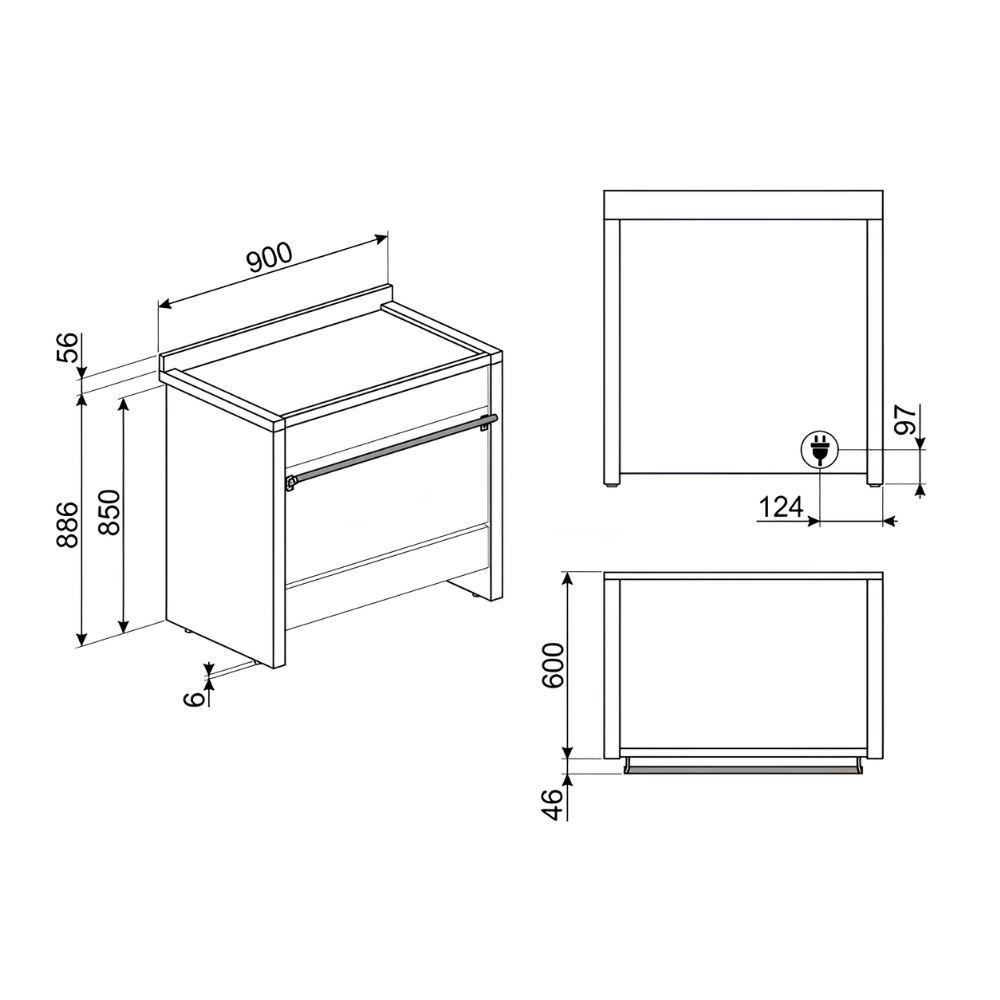 Bếp từ kết hợp lò nướng SMEG A1PYID-9 Classica 11400 W 90cm 5 vùng nấu