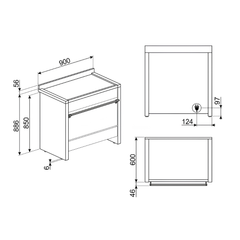 Bếp từ kết hợp lò nướng SMEG A1PYID-9 Classica 11400 W 90cm 5 vùng nấu