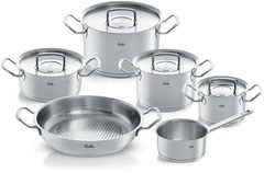 Bộ nồi Fissler Profi 6 món vung thép kèm quánh và chảo 2 quai 24cm made in Germany