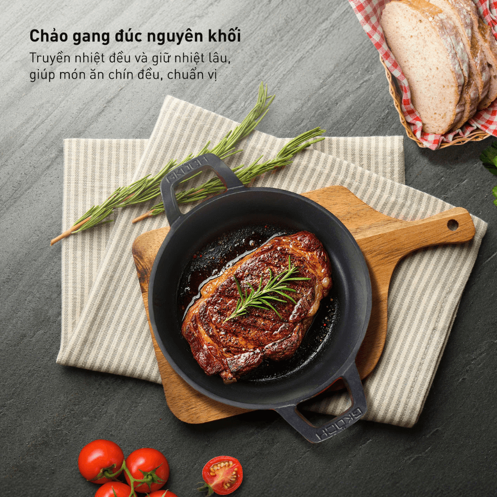 Nồi gang tay vuông 24cm GKÖCH EFP - 08B