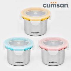 Set 3 hộp trữ đồ ăn dặm Inox 316 Cuitisan 250ml kháng khuẩn cao cấp - EC10-202S3