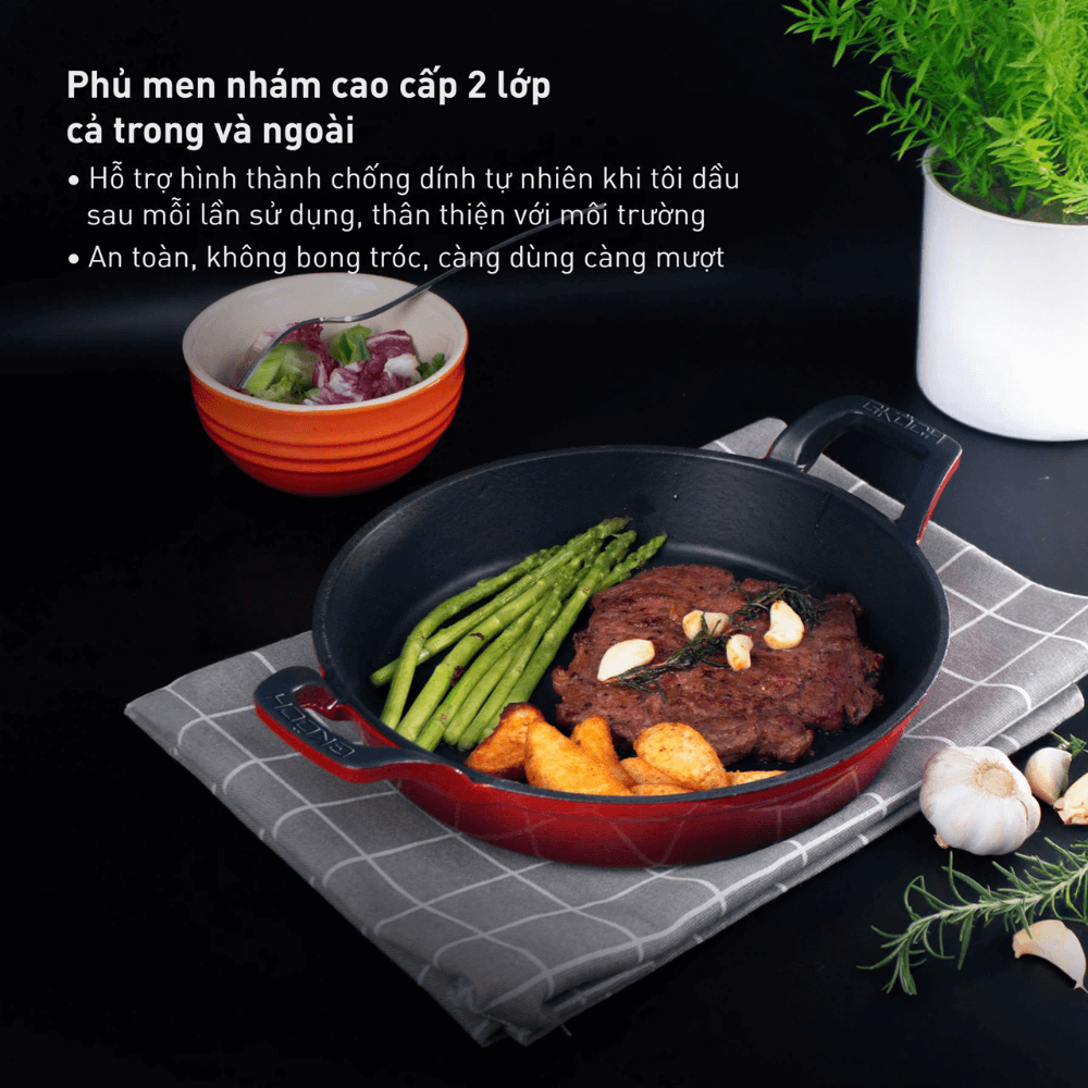 Nồi gang tay vuông 24cm GKÖCH EFP - 08B