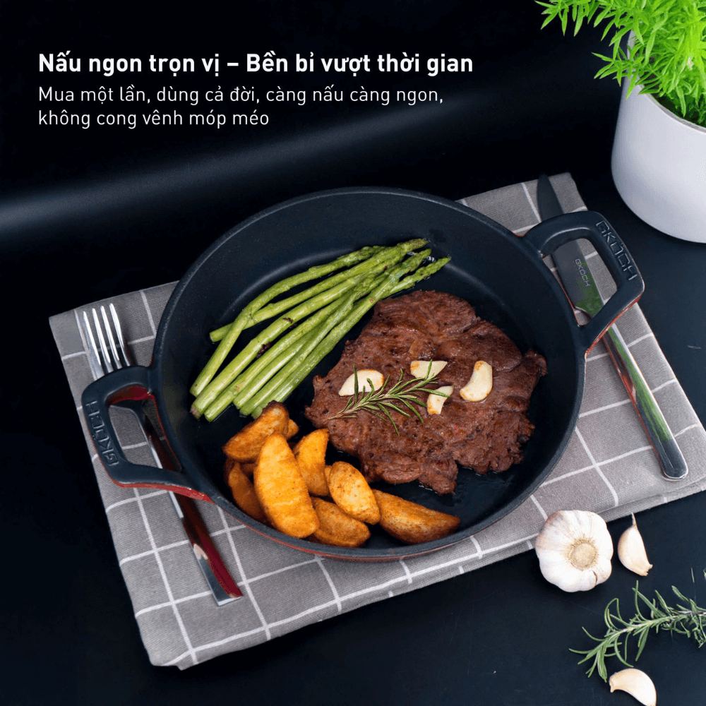 Nồi gang tay vuông 24cm GKÖCH EFP - 08B