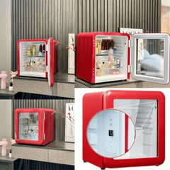 Tủ lạnh mini HCK 48L đựng mỹ phẩm và đồ uống có mặt kính