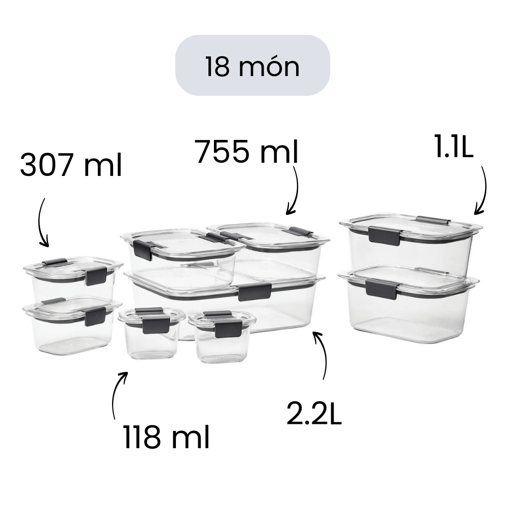 Sét hộp Tritan Rubbermaid Brilliance 10-24 món made in USA
