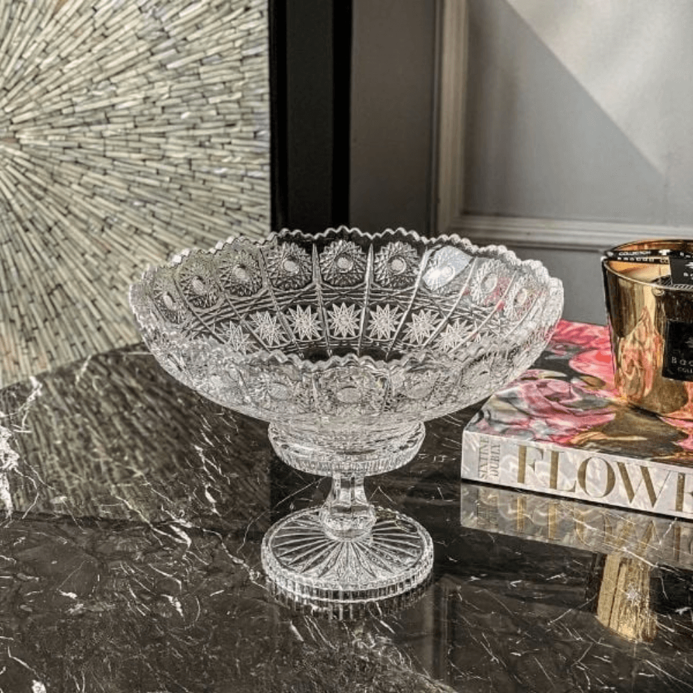 Mâm bồng pha lê Crystal Bohemia chân đế 67009 M57 25cm