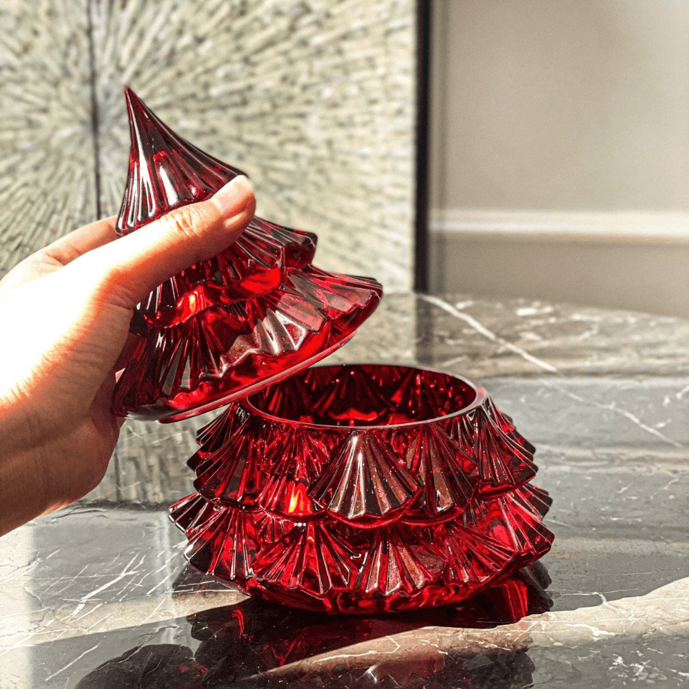 Thố Tree 16.5cm Crystal Bohemia màu xanh lá/ màu đỏ