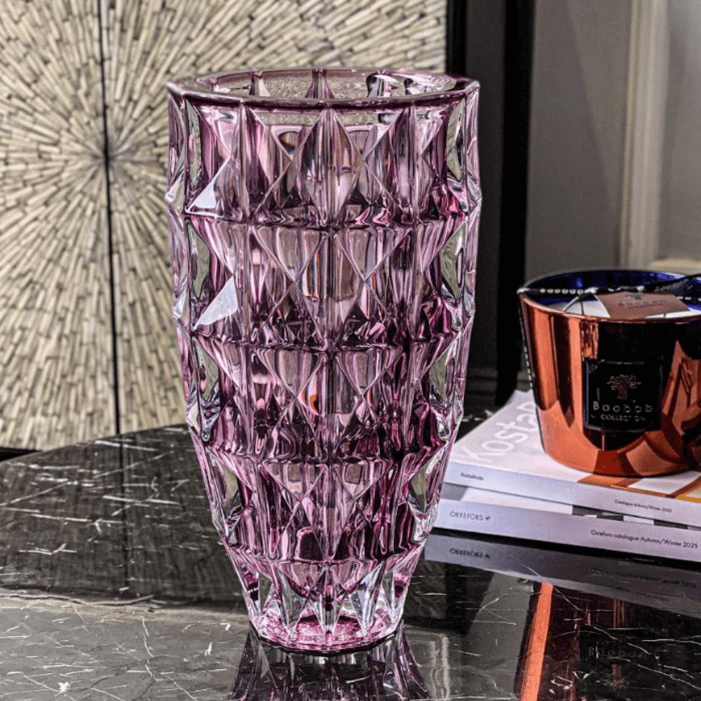 Bình hoa pha lê Crystal Bohemia Diamond 25, 28, 33 cm nhiều màu