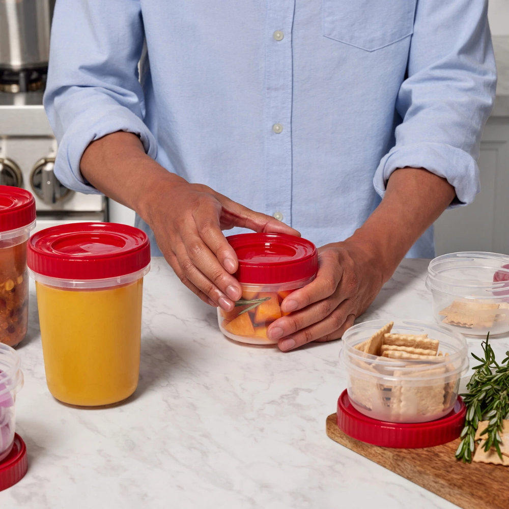 Set hộp Rubbermaid TakeAlongs (20 hộp) màu đỏ Ruby - Made in USA