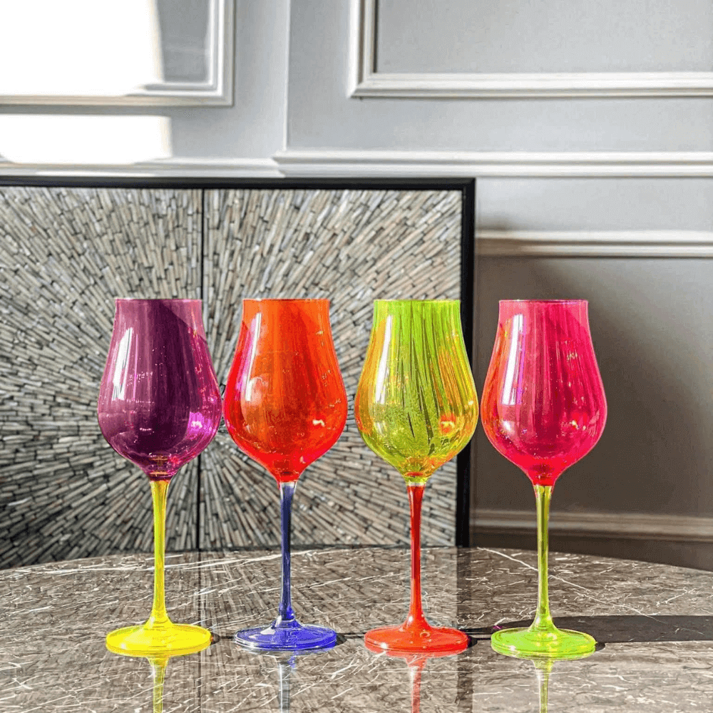 Set 4 ly vang Limosa màu 400ml Crystal Bohemia