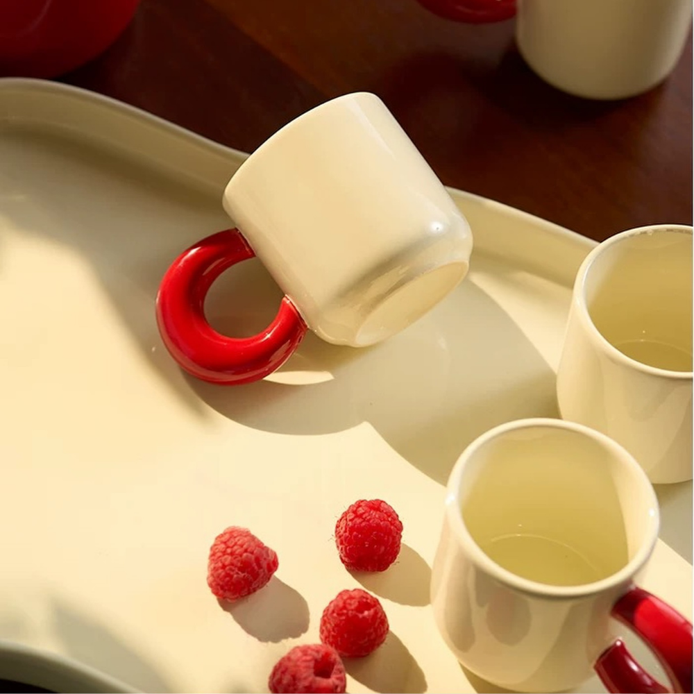 Set Bình nước + 6 cốc kèm khay Dopamine Phong cách Bắc Âu màu đỏ