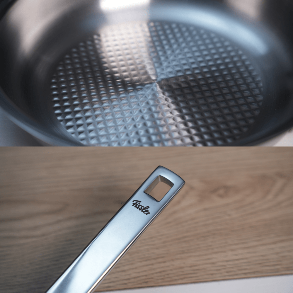 Bộ nồi Fissler Profi set 4 món vung kính kèm chảo Fissler Profi tổ ong 24/28cm made in Germany