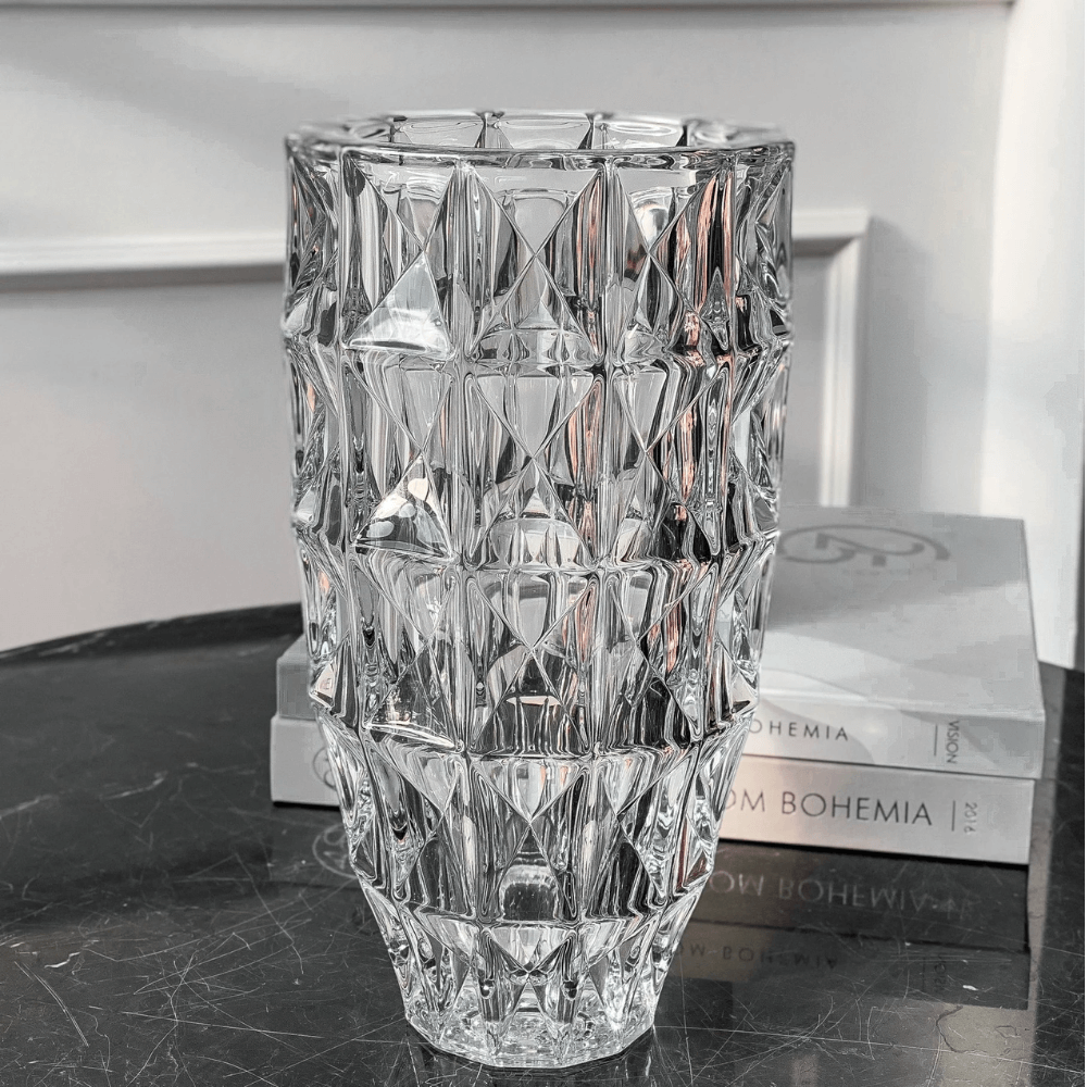 Bình hoa pha lê Crystal Bohemia Diamond 25, 28, 33 cm nhiều màu