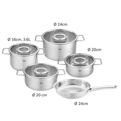 Bộ nồi Fissler Pure Collection 5 món vung kính kèm chảo made in Germany