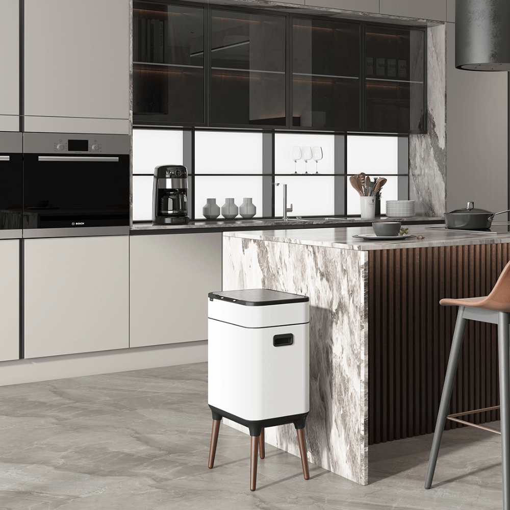 Thùng rác cảm ứng ELPHECO nắp inox 20 L có thùng rác rời bên trong, có chân & khử mùi ozone, nhiều màu