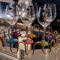 Set 6 ly vang Uria màu chân 480ml Crystal Bohemia