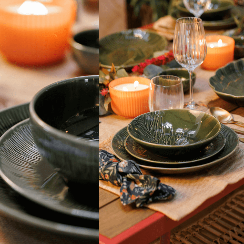 Đồ dùng bàn ăn Mikasa Jardin nhiều món, chất liệu gốm đá