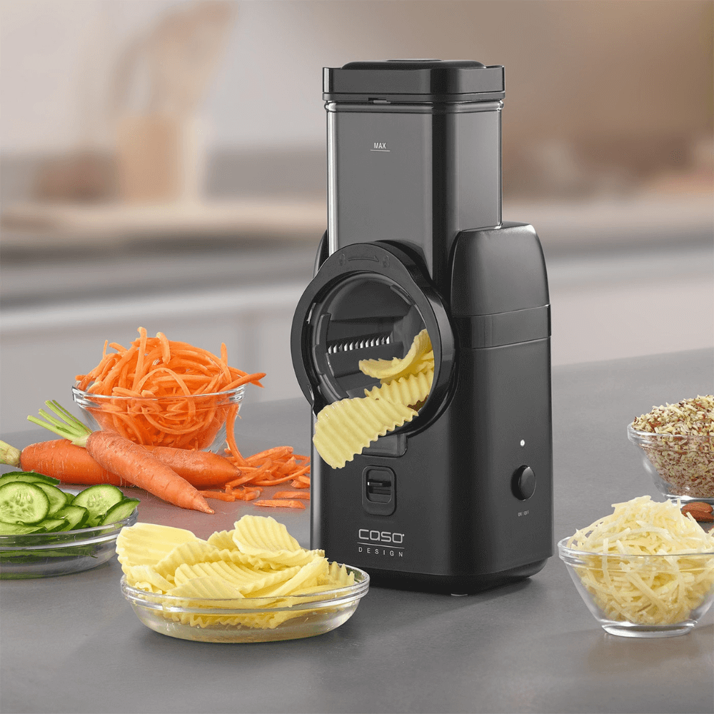 Máy cắt lát, băm nhỏ, bào sợi rau củ CASO 5in1 màu đen