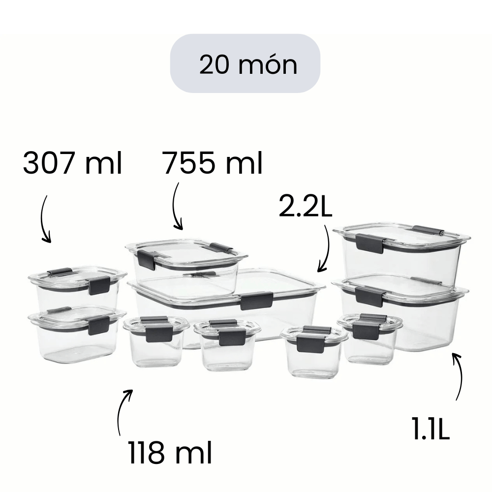 Sét hộp Tritan Rubbermaid Brilliance 10-24 món made in USA
