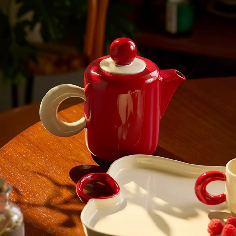 Set Bình nước + 6 cốc kèm khay Dopamine Phong cách Bắc Âu màu đỏ