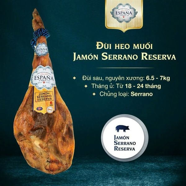 Đùi lợn muối (đùi sau) Espana trắng TBN 6,5-7kg Jamon Paleta Bodega