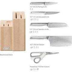 Bộ 5 dao kéo cán thép kèm hộp đựng Joseph Joseph Elevate Wood 10577