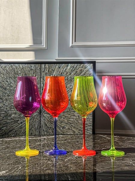 Set 4 ly vang Limosa màu 400ml Crystal Bohemia