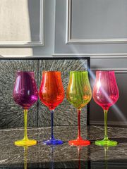 Set 4 ly vang Limosa màu 400ml Crystal Bohemia