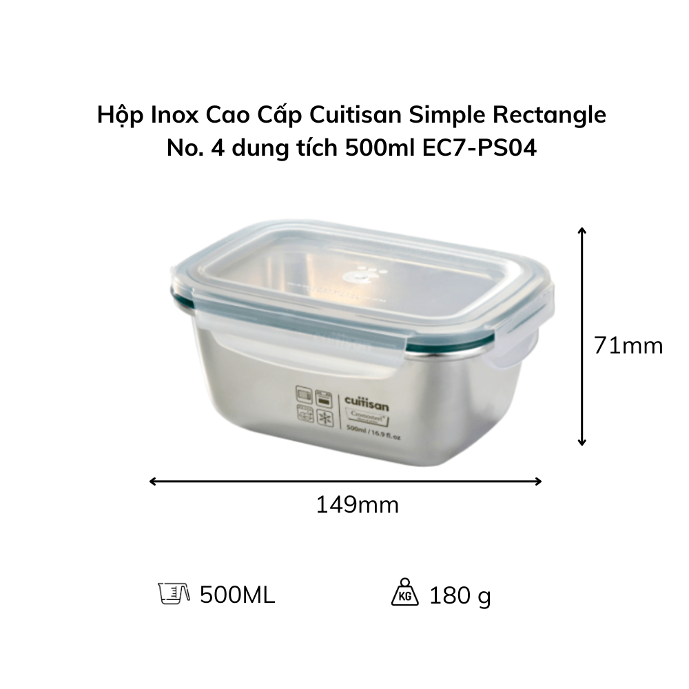 Hộp Inox Cao Cấp Cuitisan Simple nhiều dung tích