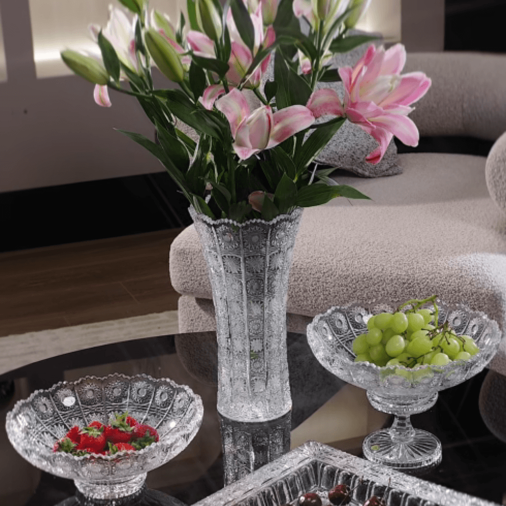 Mâm bồng pha lê Crystal Bohemia chân đế 67009 M57 25cm