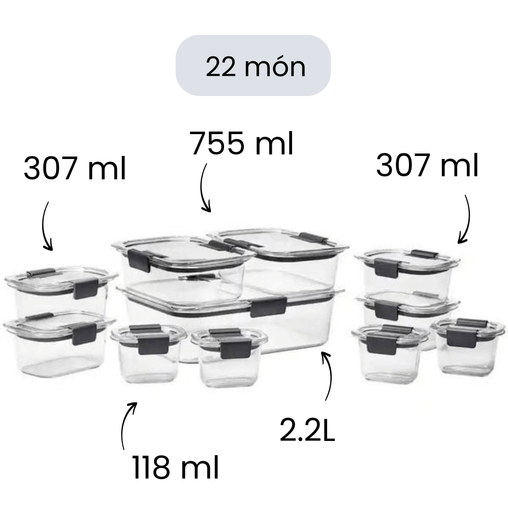 Sét hộp Tritan Rubbermaid Brilliance 10-24 món made in USA