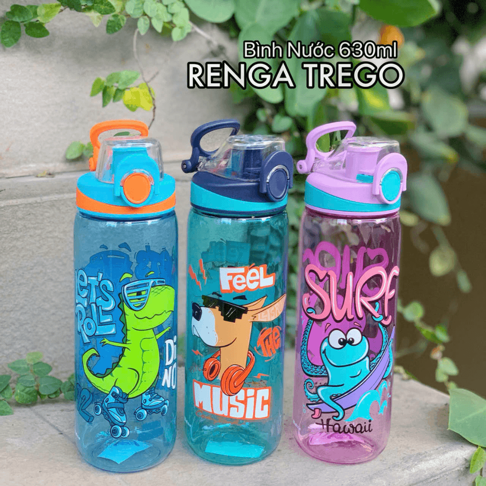 Bình nước trẻ em Tritan cao cấp Renga Trego 630ml - 912171 nhiều màu