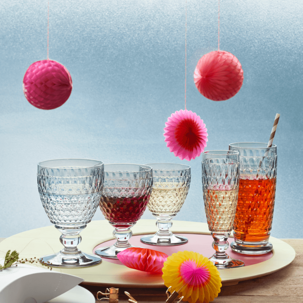 Set 4 ly pha lê VILLEROY BOCH Boston 400ml, nhiều màu