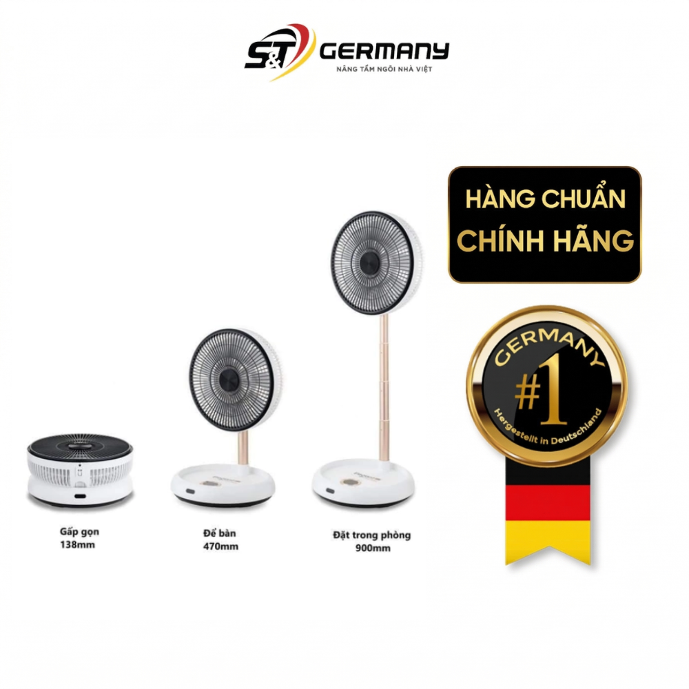 Quạt gấp gọn tích điện thông minh Elegant Germany nội địa Đức