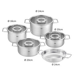 Bộ nồi Fissler Pure Collection 5 món vung kính kèm chảo made in Germany
