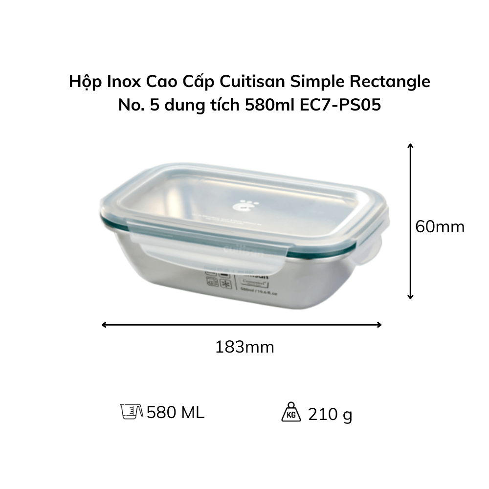 Hộp Inox Cao Cấp Cuitisan Simple nhiều dung tích