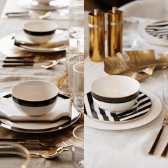 Đồ dùng bàn ăn Mikasa Luxe Deco nhiều món, chất liệu sứ xương