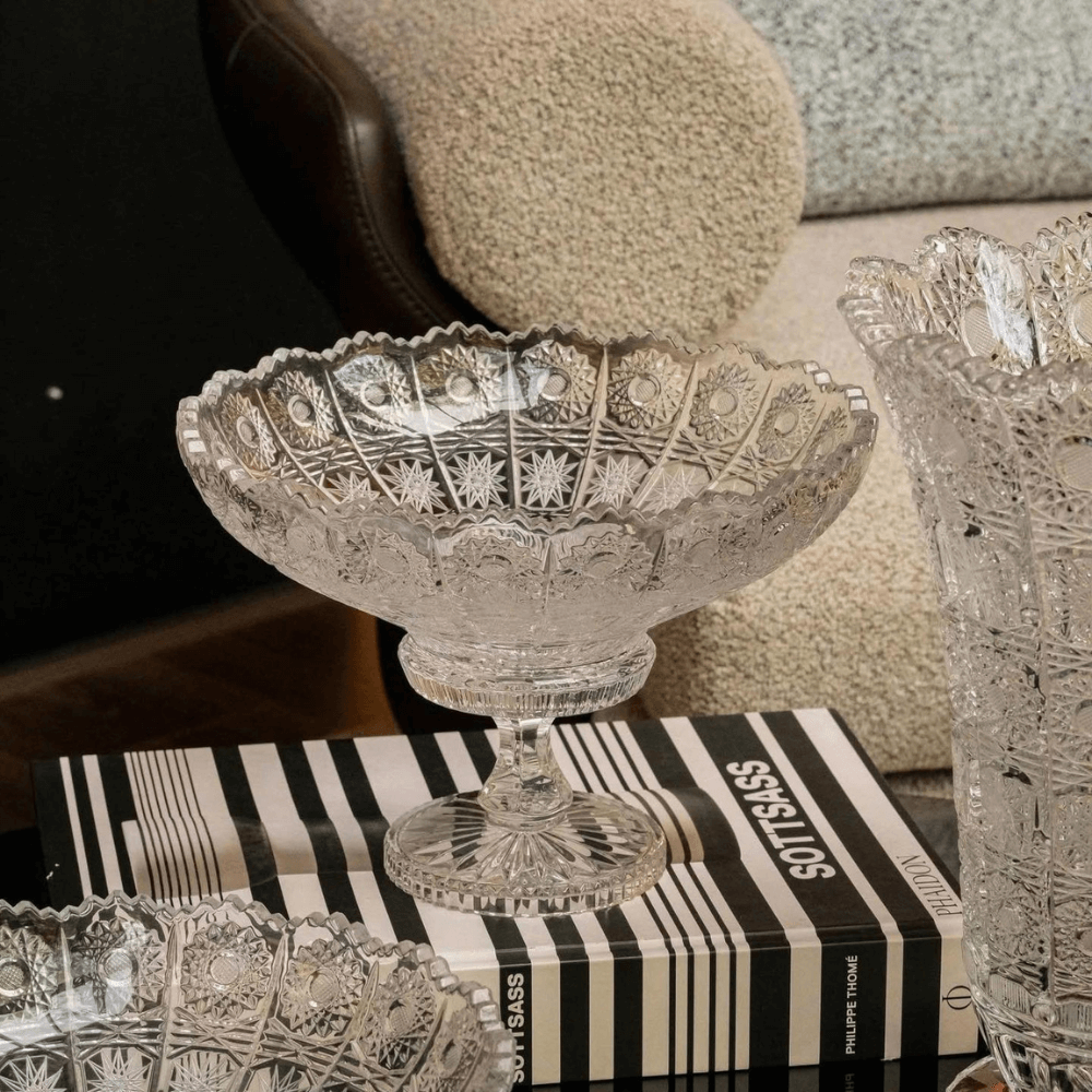 Mâm bồng pha lê Crystal Bohemia chân đế 67009 M57 25cm