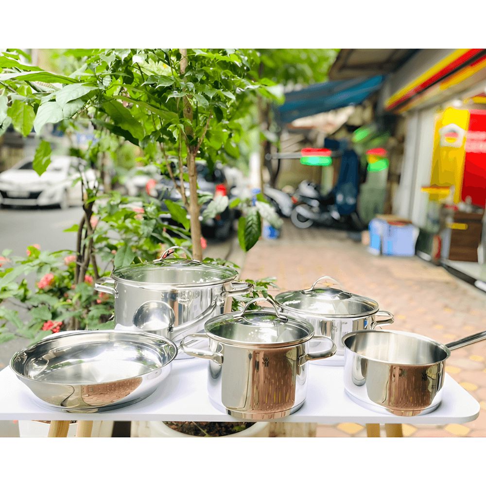 Bộ nồi WMF Provence Plus 5 món kèm quánh và chảo thép WMF 24cm